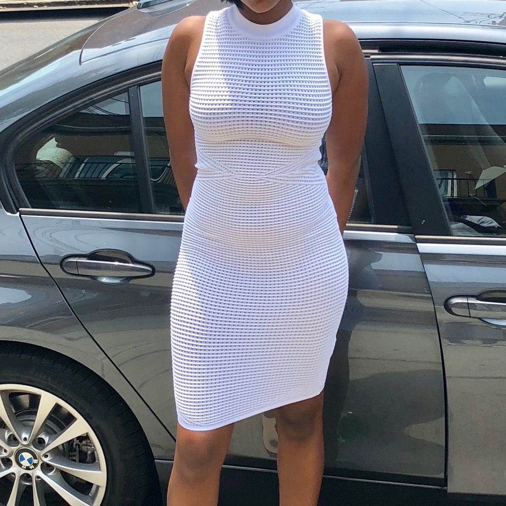 White dress Semi see-through breathable material .